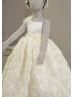 One Shoulder Ivory Rosette Flower Girl Dress